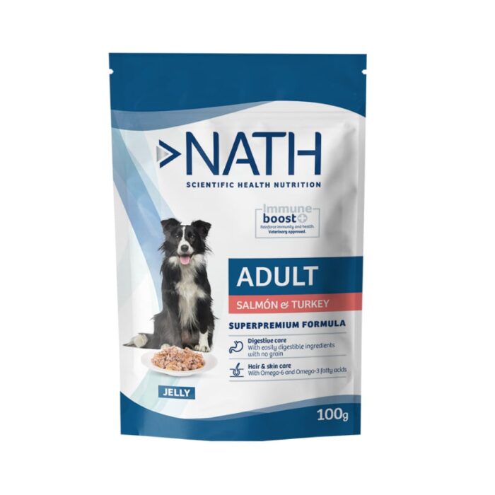 Nath Adult Salmão e Peru em Gelatina saquetas para cães